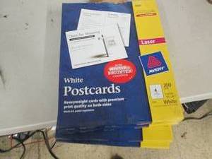5 packages of avery white postcards...