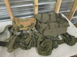 box of military bags and tools ...