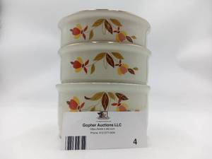 Three 1950s Popular Vintage Halls Superior, Casserole Dishes, Jewel Tea Dishes, Autumn Leaf Pattern