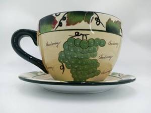 1960s Planter, Fruit Bowl by Style Eyes by Baum Bros Grape Writing with Large Serving Platter.