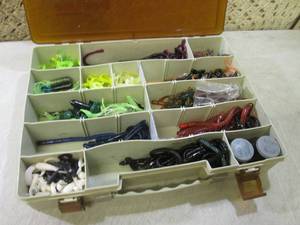 lot 8 image: (F-1) Fishing Box Full of Rubber Ba...