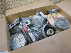 lot 77 image: (D-2) Box Full of Assorted Metal El...