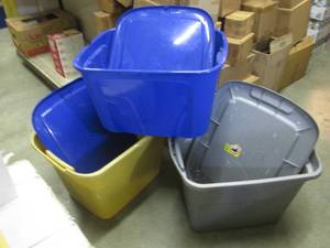 lot 117 image: (A-3) 3 Plastic Totes with Lids...