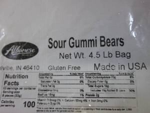 lot 144 image: (B-2) 4.5 Pound Bag of Sour Gummi B...