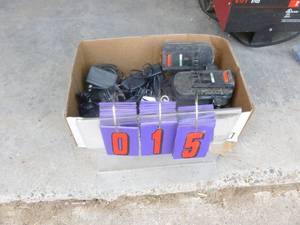 Flat of batteries & chargers. Un-tested. As shown.
