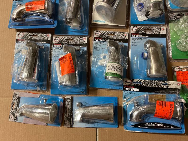 LOT OF Danco Bathtub Spouts, Shower Water Handles and other bathroom trim