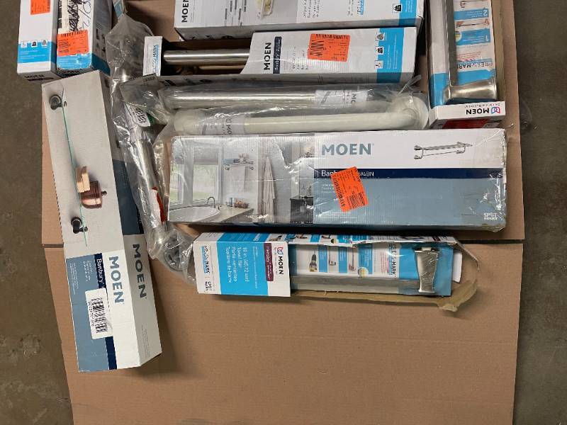Lot of Moen Towel Bars, and bathroom Decor