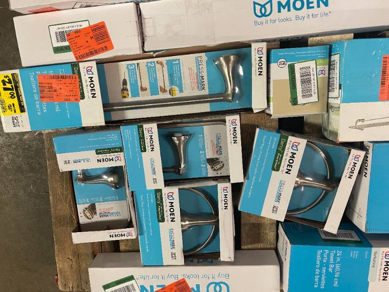 Lot of Moen Towel Bars, and bathroom Decor