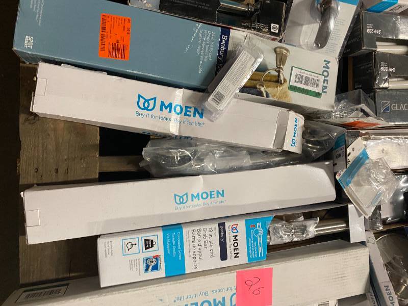 Lot of Moen Towel Bars, and bathroom Decor