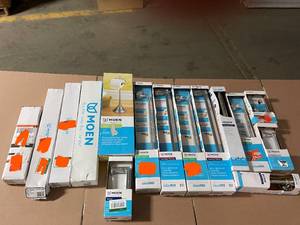 LOT OF MOEN TOWEL BARS, HOOKS, SHELVES ACCESSORIES
