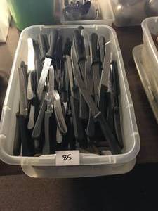 lot 85 image: Large Lot of Matching Stainless Steel Steak Knives