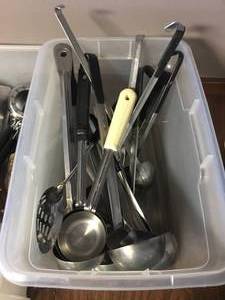 lot 90 image: Lot of Soup, Ladles, and Strainer Spoons