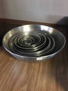 lot 105 image: Lot of Various Size Stainless Steel Bowls-Largest Diameter Is 21