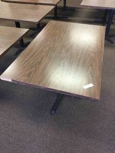 lot 118 image: 48 x 30 x 30 Steel Base Wood Top Table