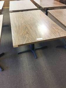 lot 120 image: 48 x 30 x 30 Steel Base Wood Top Table