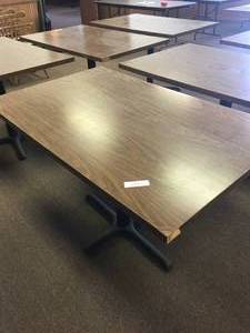 lot 122 image: 48 x 30 x 30 Steel Base Wood Top Table