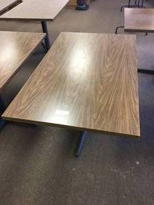 lot 125 image: 48 x 30 x 30 Steel Base Wood Top Table