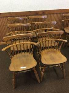 lot 131 image: Lot of Six Solid Wood Dining Chairs-Great For Restoration Project