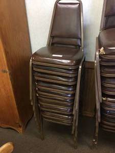 lot 135 image: Lot of Ten Steel Frame Dining Chairs