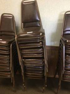 lot 136 image: Lot of Ten Steel Frame Dining Chairs