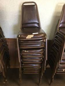 lot 137 image: Lot of Ten Steel Frame Dining Chairs
