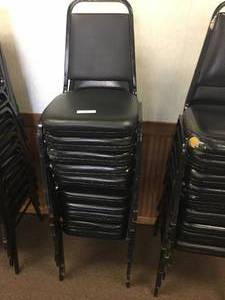 lot 140 image: Lot of Ten Steel Frame Dining Chairs