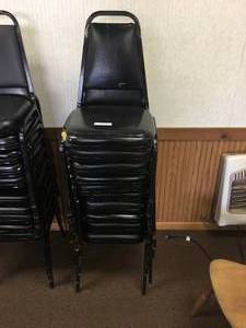 lot 141 image: Lot of Ten Steel Frame Dining Chairs