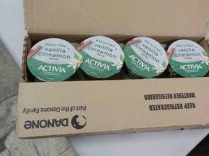 Case of dairy free vanilla cinnamon activa yogurt