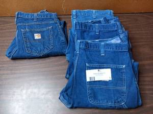 4 pair Flame Resistant Pants 1 Carhartt 34x32 Denim Pants - 3 Carhartt 34x32 Carpenter Denim Pants