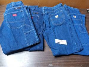 4 pair Flame Resistant 2 Dickies 38x32 Denim & Carpenter Pants - 2 Carhartt 38x34 Denim & Carpenter Pants