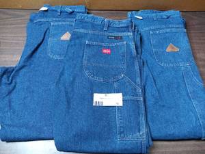3 pair Flame Resistant Denim Carpenter Pants- 2 Bulwark Carpenter Denim Pants 40x34, 1 Dickies Carpenter Denim 40x34