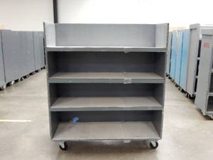 Large Industrial Heavy Duty Rolling Wood Cart With Shelves