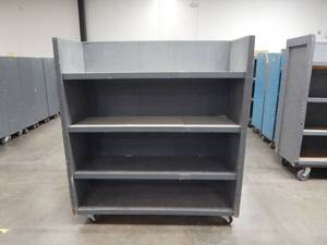 Large Industrial Heavy Duty Rolling Wood Cart With Shelves