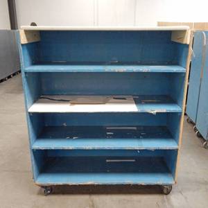 Large Industrial Heavy Duty Rolling Wood Cart With Shelves