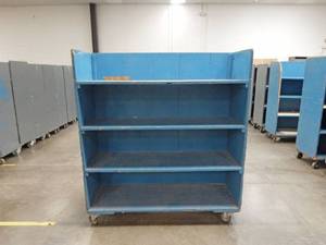 Large Industrial Heavy Duty Rolling Wood Cart With Shelves