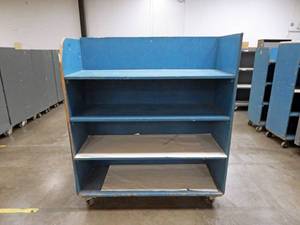 Large Industrial Heavy Duty Rolling Wood Cart With Shelves