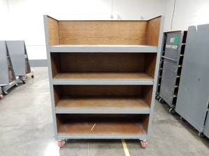 Large Industrial Heavy Duty Three Sided Rolling Metal and Wood Cart