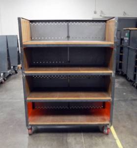 Large Industrial Heavy Duty Three Sided Rolling Metal and Wood Cart