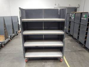 Large Industrial Heavy Duty Three Sided Rolling Metal and Wood Cart