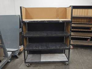 Large Industrial Heavy Duty Three Sided Rolling Metal Cart
