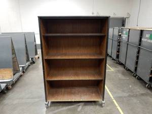 Large Industrial Heavy Duty Three Sided Rolling Metal and Wood Cart