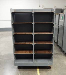 Large Industrial Heavy Duty Two Sided Multi-Shelf Rolling Wood Cart