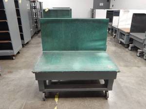 Large Industrial Heavy Duty One Sided Bench Style Rolling Wood Cart