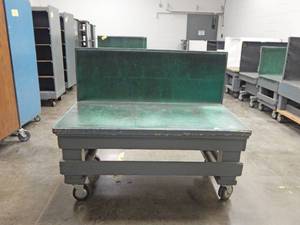 Large Industrial Heavy Duty One Sided Bench Style Rolling Wood Cart