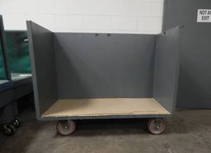 Large Industrial Heavy Duty Three Sided Bench Style Metal Rolling Cart