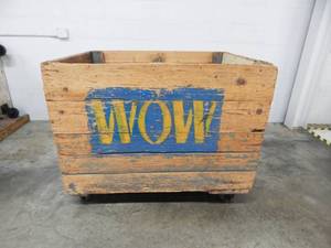 Large Vintage Industrial Rolling Wood Bin