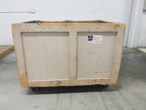 Large Vintage Industrial Rolling Wood Bin