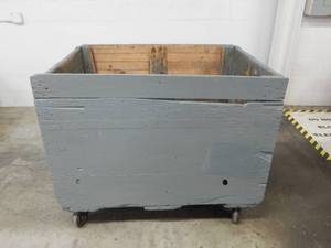 Large Vintage Industrial Rolling Wood Bin