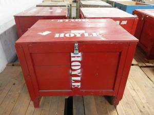 Large Vintage Hoyle Branded Heavy Duty Hinged Wood Shipping Storage Cargo Crate Container