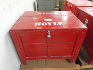 Large Vintage Hoyle Branded Heavy Duty Hinged Wood Shipping Storage Cargo Crate Container